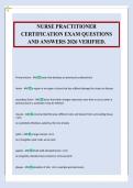 NURSE PRACTITIONER&NewLine;CERTIFICATION EXAM QUESTIONS&NewLine;AND ANSWERS 2026 VERIFIED&period;