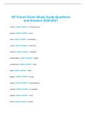 AP French Exam Study Guide Questions and Answers 2026-2027&period;