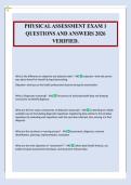 PHYSICAL ASSESSMENT EXAM 1&NewLine;QUESTIONS AND ANSWERS 2026&NewLine;VERIFIED&period;