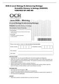 OCR A Level Biology B &lpar;Advancing Biology&rpar;&NewLine;Scientific literacy in biology &lpar;H422&sol;02&rpar;&NewLine;VERIFIED QP AND MS