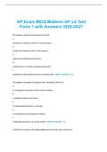 AP Exam MCQ Midterm AP Lit Test Form 1 with Answers 2026-2027