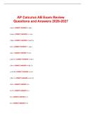 AP Calculus AB Exam Review Questions and Answers 2026-2027