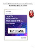 ESSENTIALS OF HEALTH INFORMATION MANAGEMENT TEST BANK &lpar;5TH EDITION&rpar; &vert; 500&plus; EXAM Q&AS &vert; ALL CHAPTERS 1-10 COVERED&NewLine;&NewLine;
