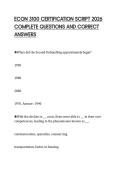 ECON 3100 CERTIFICATION SCRIPT 2026&NewLine;COMPLETE QUESTIONS AND CORRECT&NewLine;ANSWERS&NewLine;