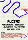 PLC3701 Assignment 1 Semester 1 Memo &vert; Due April 2026
