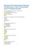 Nursing 101 Fundamentals of Nursing&NewLine;Practice Exam 1&comma; Part 1&sol;&sol; Guaranteed&NewLine;pass&sol;&sol; Complete test bank