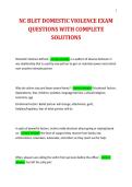 NC BLET DOMESTIC VIOLENCE EXAM&NewLine;QUESTIONS WITH COMPLETE&NewLine;SOLUTIONS&NewLine;
