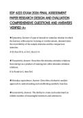EDF 6223 EXAM 2026 FINAL ASSESSMENT&NewLine;PAPER RESEARCH DESIGN AND EVALUATION&NewLine;COMPREHENSIVE QUESTIONS AND ANSWERS&NewLine;VERIFIED A&plus;&NewLine;