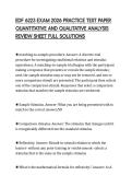 EDF 6223 EXAM 2026 PRACTICE TEST PAPER&NewLine;QUANTITATIVE AND QUALITATIVE ANALYSIS&NewLine;REVIEW SHEET FULL SOLUTIONS&NewLine;