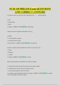 NCM 118 PRELIM Exam QUESTIONS &NewLine;AND CORRECT ANSWERS