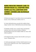 BURNS PEDIATRIC PRIMARY CARE 7TH&NewLine;EDITION MAAKS ALL CHAPTERS FINAL&NewLine;PAPER 2026 FULL QUESTIONS WITH&NewLine;CORRECT ANSWERS AND RATIONALES&NewLine;GRADED A&plus;