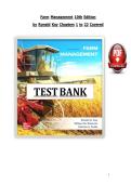 FARM MANAGEMENT TEST BANK &lpar;10TH EDITION&rpar; &vert; 1000&plus; EXAM Q&AS &vert; ALL CHAPTERS 1-22 COVERED&NewLine;&NewLine;