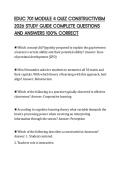 EDUC 701 MODULE 4 QUIZ CONSTRUCTIVISM&NewLine;2026 STUDY GUIDE COMPLETE QUESTIONS&NewLine;AND ANSWERS 100&percnt; CORRECT&NewLine;