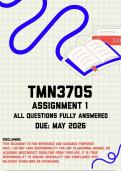 TMN3705 Assignment 1 &lpar;Quiz&rpar; Memo &vert; Due May 2026
