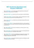 SAT Vocabulary Questions and Answers 2026-2027