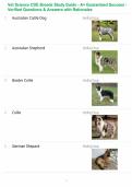 Vet Science CDE Breeds Study Guide - A&plus; Guaranteed Success - Verified Questions & Answers with Rationales
