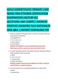 ADULT-GERONTOLOGY PRIMARY CARE &NewLine;NURSE PRACTITIONER CERTIFICATION &NewLine;EXAMINATION &lpar;AGPCNP-BC&rpar; &NewLine;QUESTIONS AND CORRECT ANSWERS &NewLine;&lpar;VERIFIED ANSWERS&rpar; PLUS RATIONALES &NewLine;2026 Q&A &vert; INSTANT DOWNLOAD PDF 