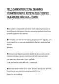 FIELD SANITATION TEAM TRAINING&NewLine;COMPREHENSIVE REVIEW 2026 VERIFIED&NewLine;QUESTIONS AND SOLUTIONS