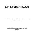 Cip Level 1 Exam &vert; All Questions And Correct Answers With Rationales &vert; Already Graded A&plus; &vert; Verified Answers &vert; Newest Version 2026 &vert; Just Released