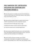 FIELD SANITATION TEST CERTIFICATION&NewLine;EVALUATION 2026 QUESTIONS WITH&NewLine;SOLUTIONS GRADED A&plus;