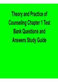 Theory and Practice of Counseling Chapter 1 Test Bank Questions and Answers Study Guide Counseling Psychology Practice Questions Solutions Therapy Models Review 2025&sol; 2026