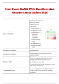 Final Exam Bio182 With Questions And &NewLine;Answers Latest Update 2026