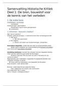 Uitgebreide samenvatting boek Historische Kritiek deel 1-3