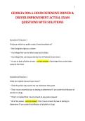 GEORGIA DDA 6-HOUR DEFENSIVE DRIVER &&NewLine;DRIVER IMPROVEMENT ACTUAL EXAM&NewLine;QUESTIONS WITH SOLUTIONS