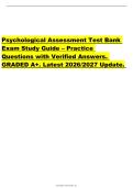 Psychological Assessment Test Bank &NewLine;Exam Study Guide &ndash; Practice &NewLine;Questions with Verified Answers&period; &NewLine;GRADED A&plus;&period; Latest 2026&sol;2027 Update&period; 
