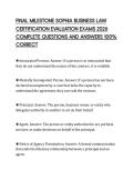 FINAL MILESTONE SOPHIA BUSINESS LAW&NewLine;CERTIFICATION EVALUATION EXAMS 2026&NewLine;COMPLETE QUESTIONS AND ANSWERS 100&percnt;&NewLine;CORRECT&NewLine;