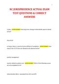NC JURISPRUDENCE ACTUAL EXAM&NewLine;TEST QUESTIONS & CORRECT&NewLine;ANSWERS