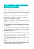 CDL - Commercial Motor Vehicle Test Questions and Answers
