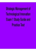 Strategic Management of Technological Innovation Exam 1 Study Guide and Practice Test Innovation Strategy Practice Questions Answers Technology Management Review 2025&sol; 2026