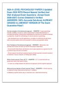 AQA A LEVEL PSYCHOLOGY PAPER 2 Updated &NewLine;Exam 2026 WITH Recent Newest Verified And &NewLine;Well Analyzed Exam Questions  &lpar;Actual Exam &NewLine;2026-2027&rpar; Correct Detailed & Verified &NewLine;ANSWERS &lpar;100&percnt; Accurate Solutions&rpar; ALREADY &NewLine;GRADED A&plus;&vert;&vert;NEWEST VERSION Of The Exam &NewLine;