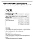 OCR A Level History A African Kingdoms c&period;1400&NewLine;c&period;1800&colon; four case studies&lpar; Y209&sol;01&rpar; VERIFIED QP AND MS 