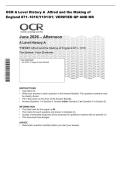 OCR A Level History A  Alfred and the Making of &NewLine;England 871&ndash;1016&lpar;Y101&sol;01&rpar; VERIFIED QP AND MS 