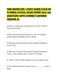 FIRE INSPECTOR 1 STUDY GUIDE STATE OF&NewLine;FLORIDA ACTUAL EXAM PAPER 2026 450&NewLine;QUESTIONS WITH CORRECT ANSWERS&NewLine;GRADED A&plus;