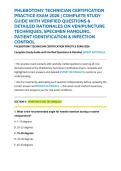 PHLEBOTOMY TECHNICIAN CERTIFICATION PRACTICE EXAM 2026 &vert; COMPLETE STUDY GUIDE WITH VERIFIED QUESTIONS & DETAILED RATIONALES ON VENIPUNCTURE TECHNIQUES&comma; SPECIMEN HANDLING&comma; PATIENT IDENTIFICATION & INFECTION CONTROL