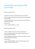 Pharmacokinetics Exam 2 Questions With Correct Answers&period;