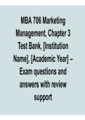 MBA 706 Marketing Management Chapter 3 Test Bank Institution Name Academic Year Exam Questions Study Guide Marketing Strategy Answers Business Marketing Review 2025&sol; 2026