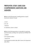 FIREFIGHTER I STUDY GUIDE 2026&NewLine;COMPREHENSIVE QUESTIONS AND&NewLine;ANSWERS&NewLine;