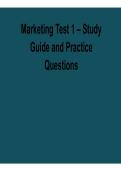 Marketing Test 1 Study Guide and Practice Questions Marketing Strategy Answers Business Marketing Review 2025&sol; 2026