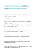 Army Personnel Recovery 101 Exam Questions With Correct Answers