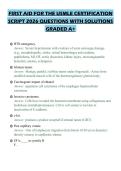 FIRST AID FOR THE USMLE CERTIFICATION&NewLine;SCRIPT 2026 QUESTIONS WITH SOLUTIONS&NewLine;GRADED A&plus;