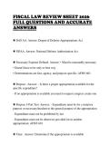FISCAL LAW REVIEW SHEET 2026&NewLine;FULL QUESTIONS AND ACCURATE&NewLine;ANSWERS 