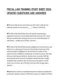 FISCAL LAW TRAINING STUDY SHEET 2026&NewLine;UPDATED QUESTIONS AND ANSWERS&NewLine;