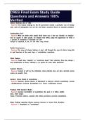 CRES Final Exam Study Guide Questions and Answers 100&percnt; Verified