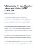 WSU Accounting 231 Exam 1 Questions &NewLine;with complete solution &vert;&vert; LATEST &NewLine;UPDATE 2026