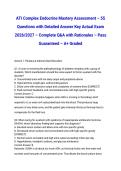 ATI Complex Endocrine Mastery Assessment &ndash; 55 Questions with Detailed Answer Key Actual Exam 2026&sol;2027 &ndash; Complete Q&A with Rationales &ndash; Pass Guaranteed &ndash; A&plus; Graded