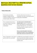 BAO Exam 2024 PART Two UPDATED ACTUAL &NewLine;Questions And Correct Answers